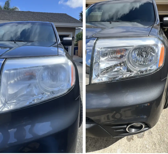 Headlight restoration before and after, example 3